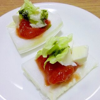 白菜のカナッペ☆トマト缶とモッツァレラチーズ☆